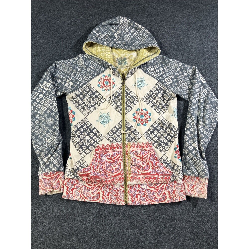 Billabong Vintage Y2K Full Zip Reversible Boho Printed Hoodie Size M